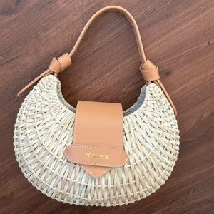 POOLSIDE Tan and Cream Woven Satchel